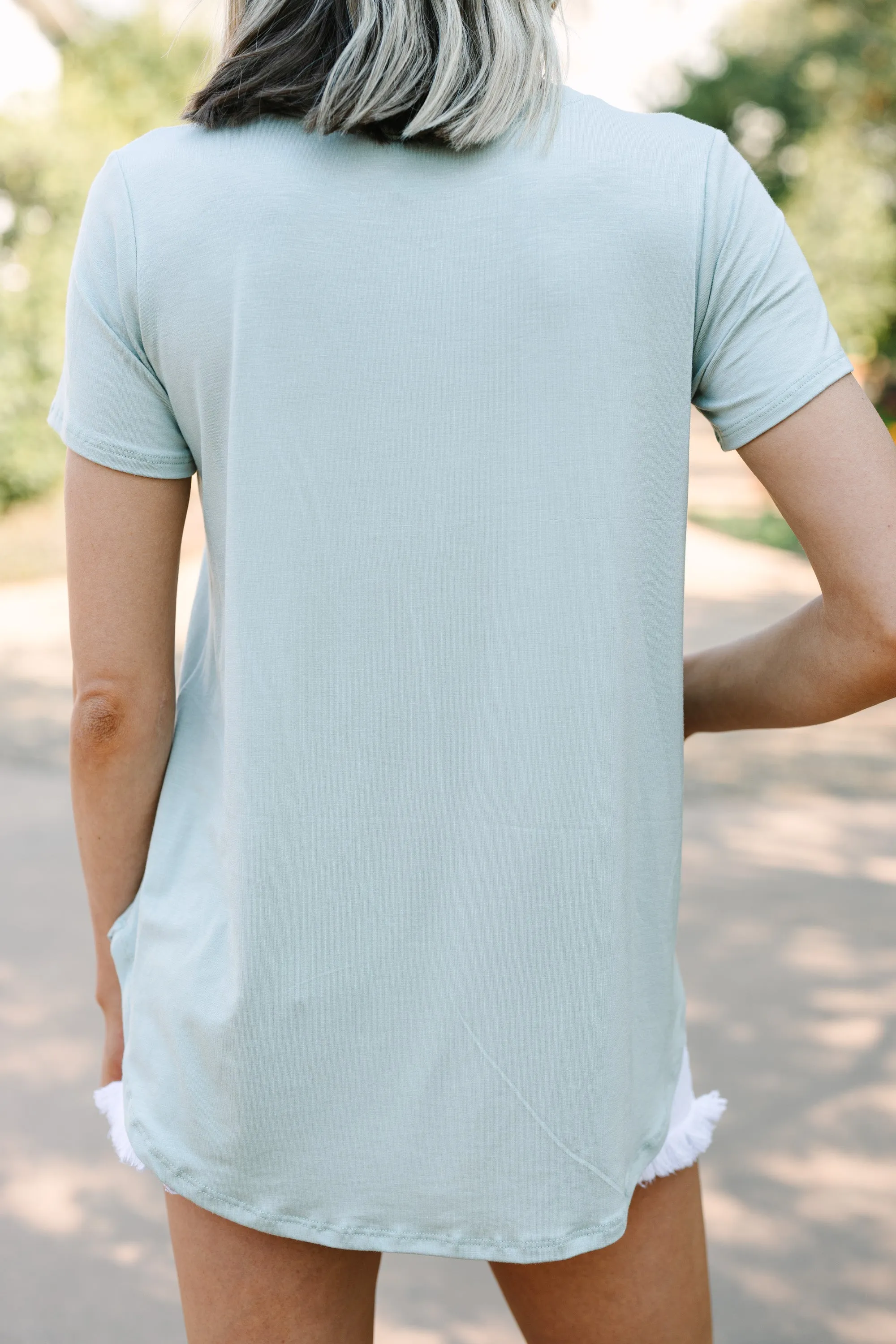 Let's Meet Later Sage Green Top