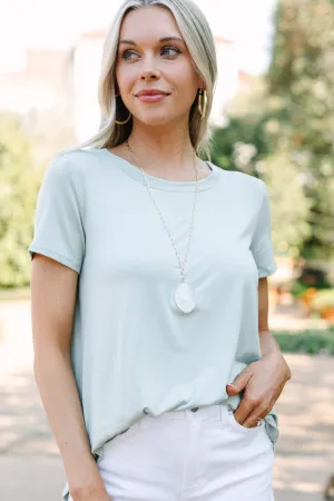 Let's Meet Later Sage Green Top