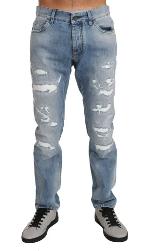 Light Blue Cotton COMFORT Logo Jeans  Pants