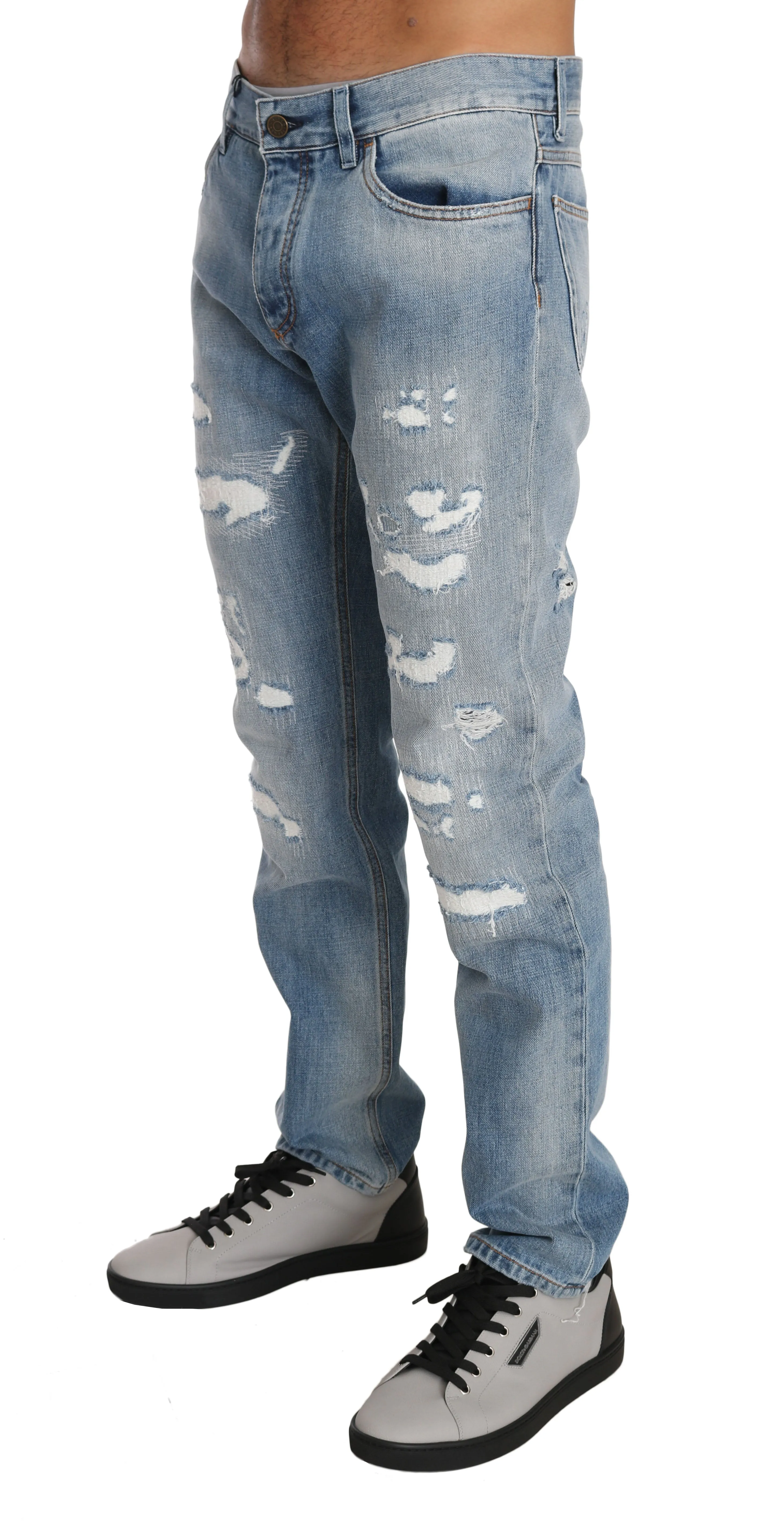 Light Blue Cotton COMFORT Logo Jeans  Pants
