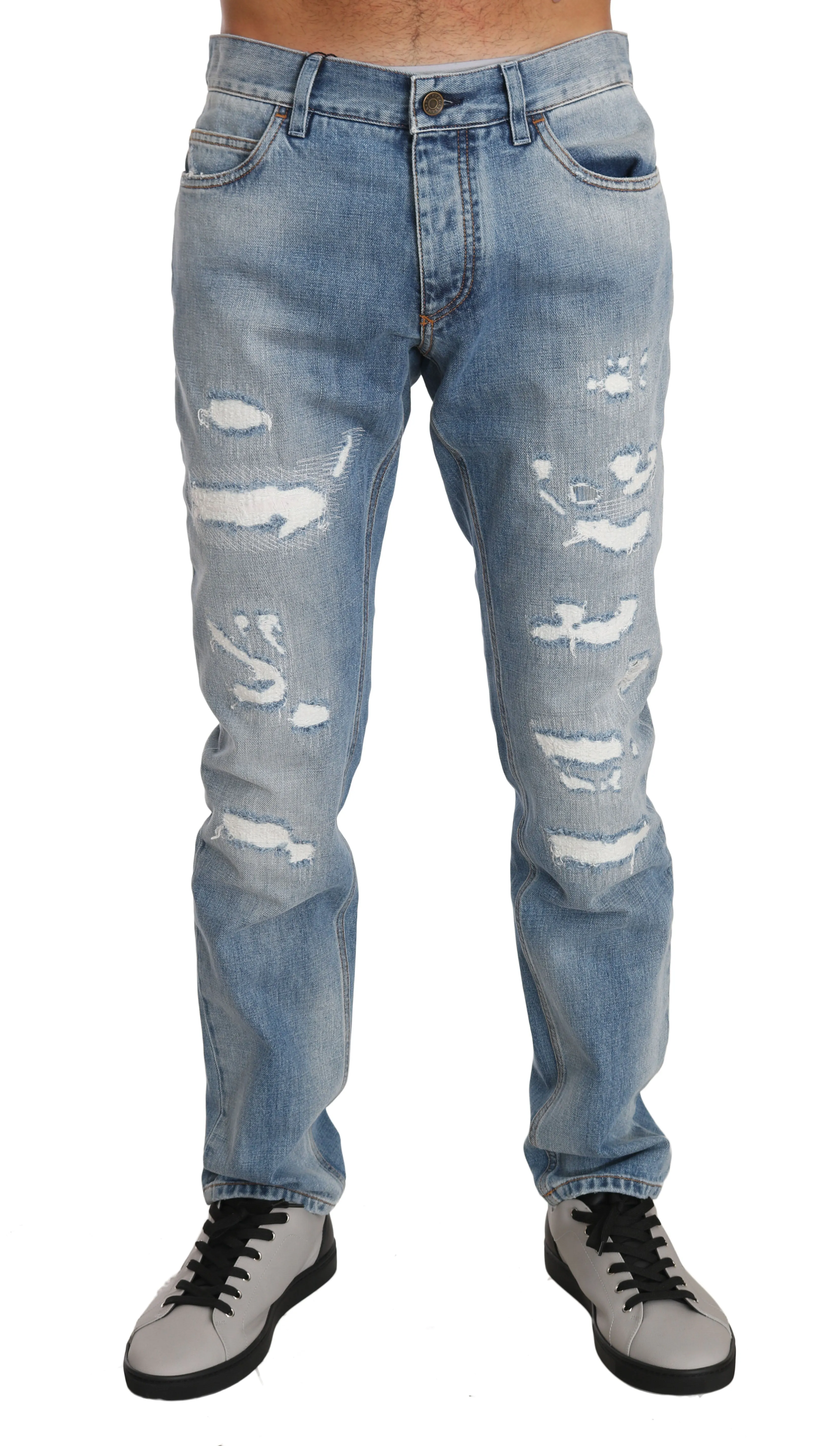 Light Blue Cotton COMFORT Logo Jeans  Pants