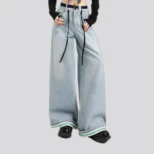 Light pattern baggy jeans for women