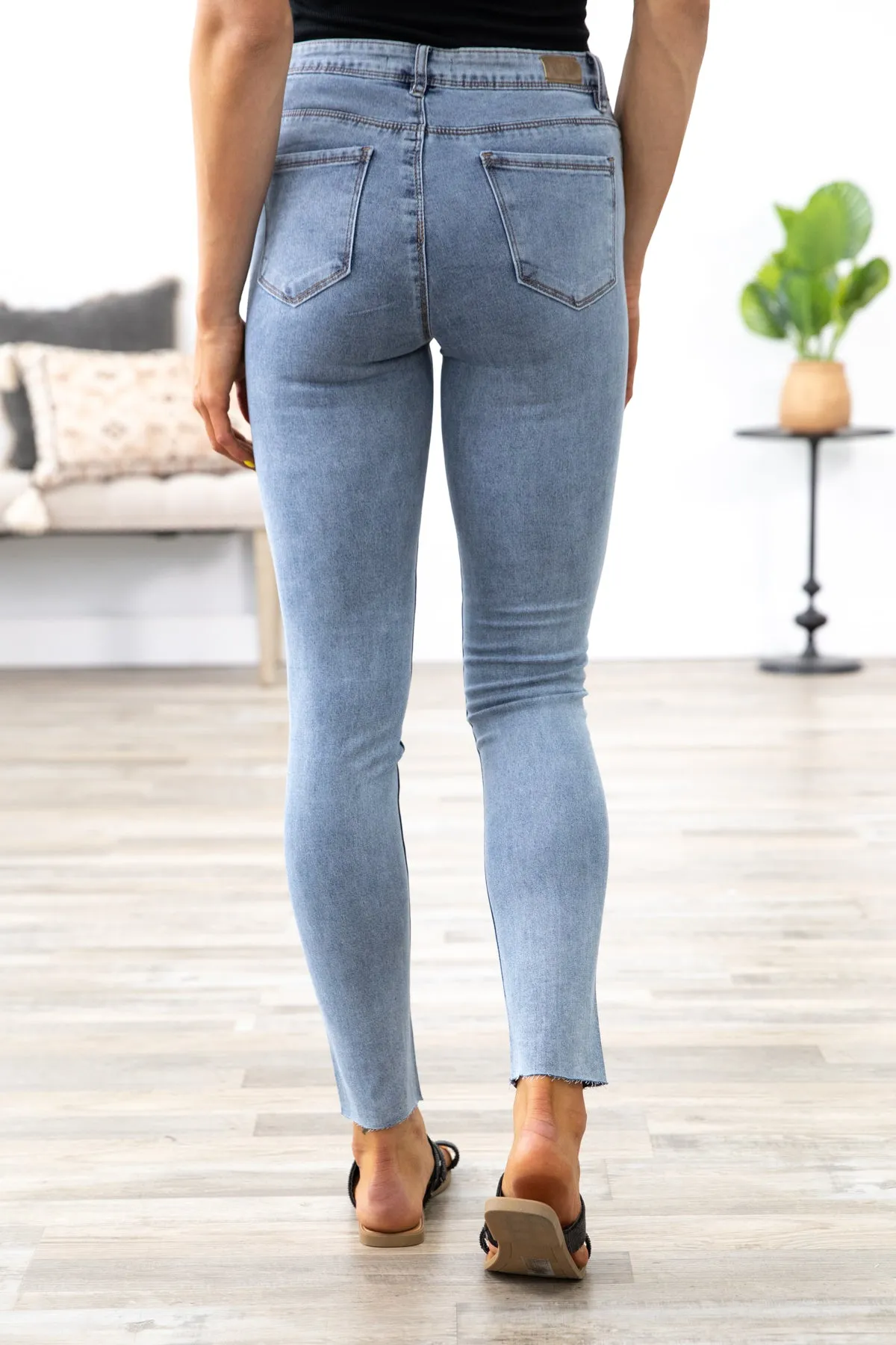 Light Wash Rhinestone Detail Skinny Jeans