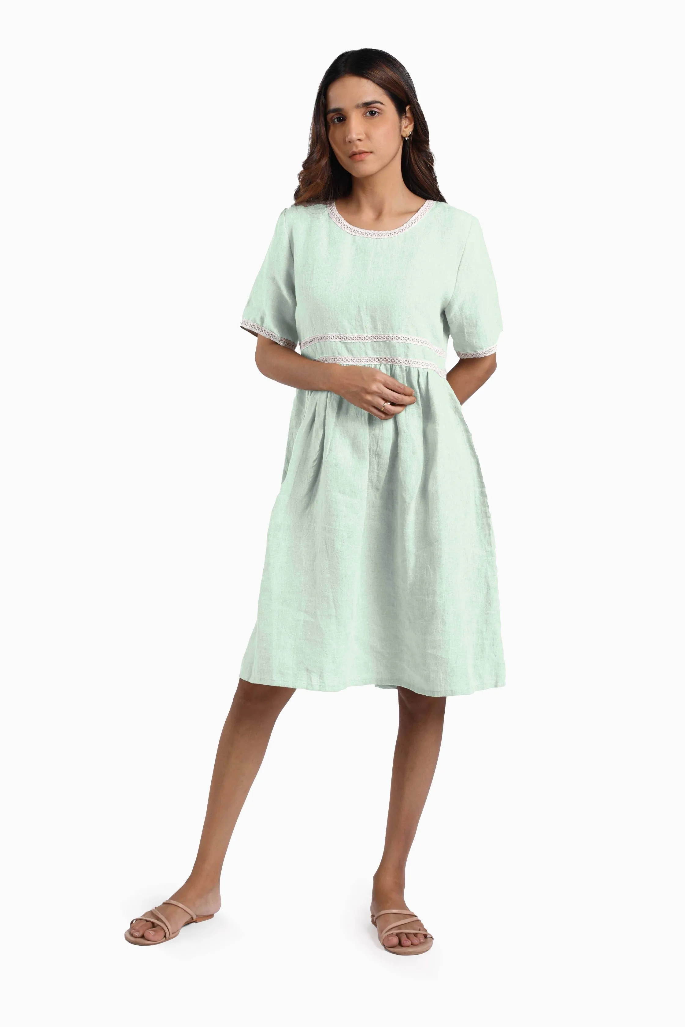 Linen Alchemy Midi Dress-Misty Lilac