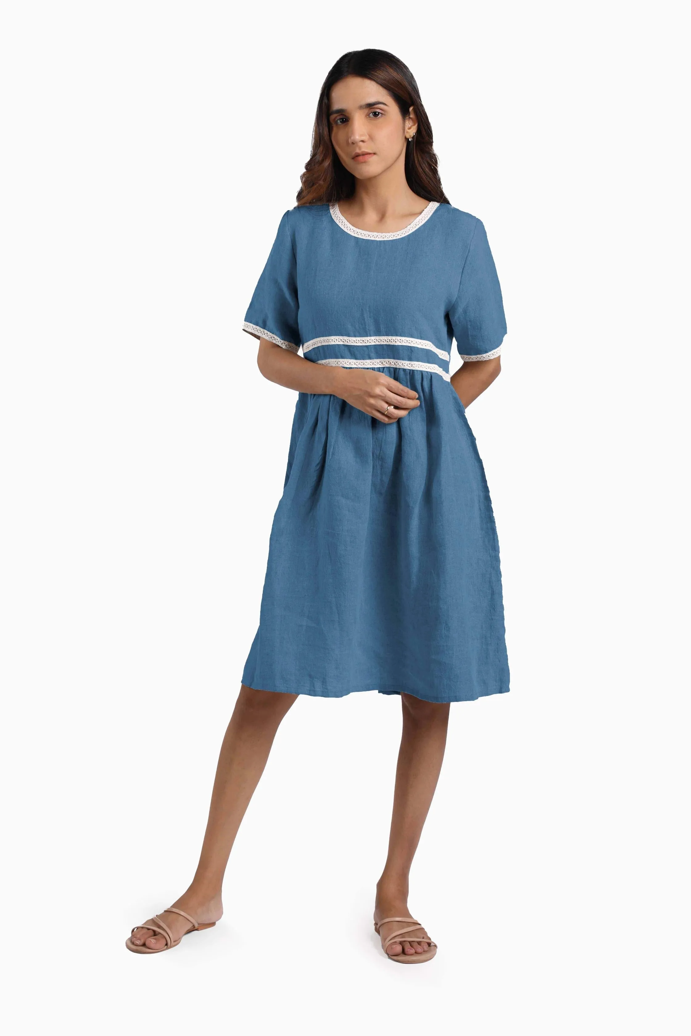 Linen Alchemy Midi Dress-Stormy Blue