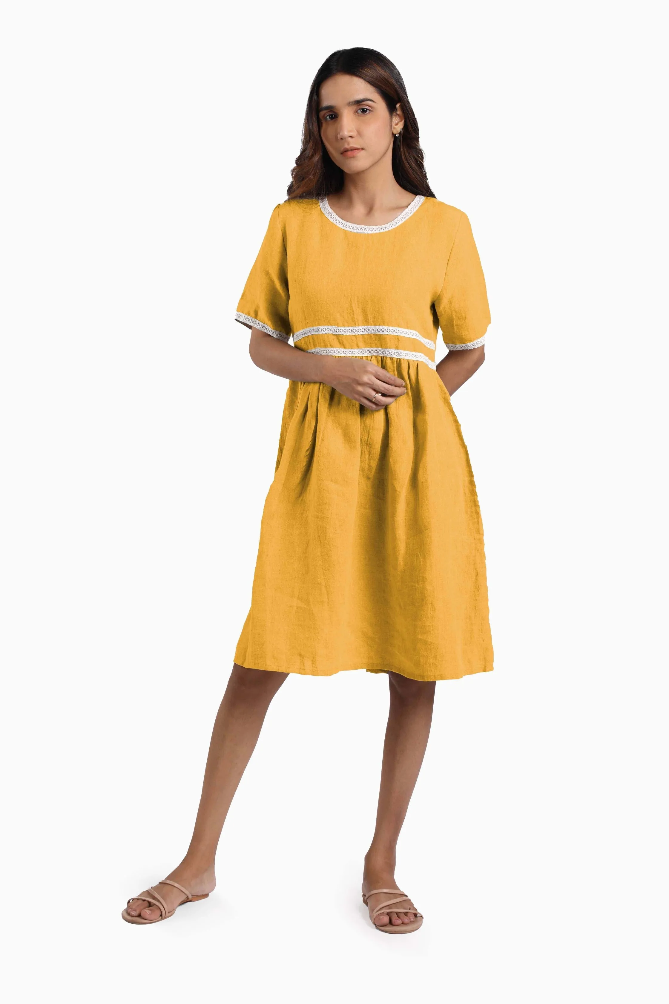 Linen Alchemy Midi Dress-Stormy Blue