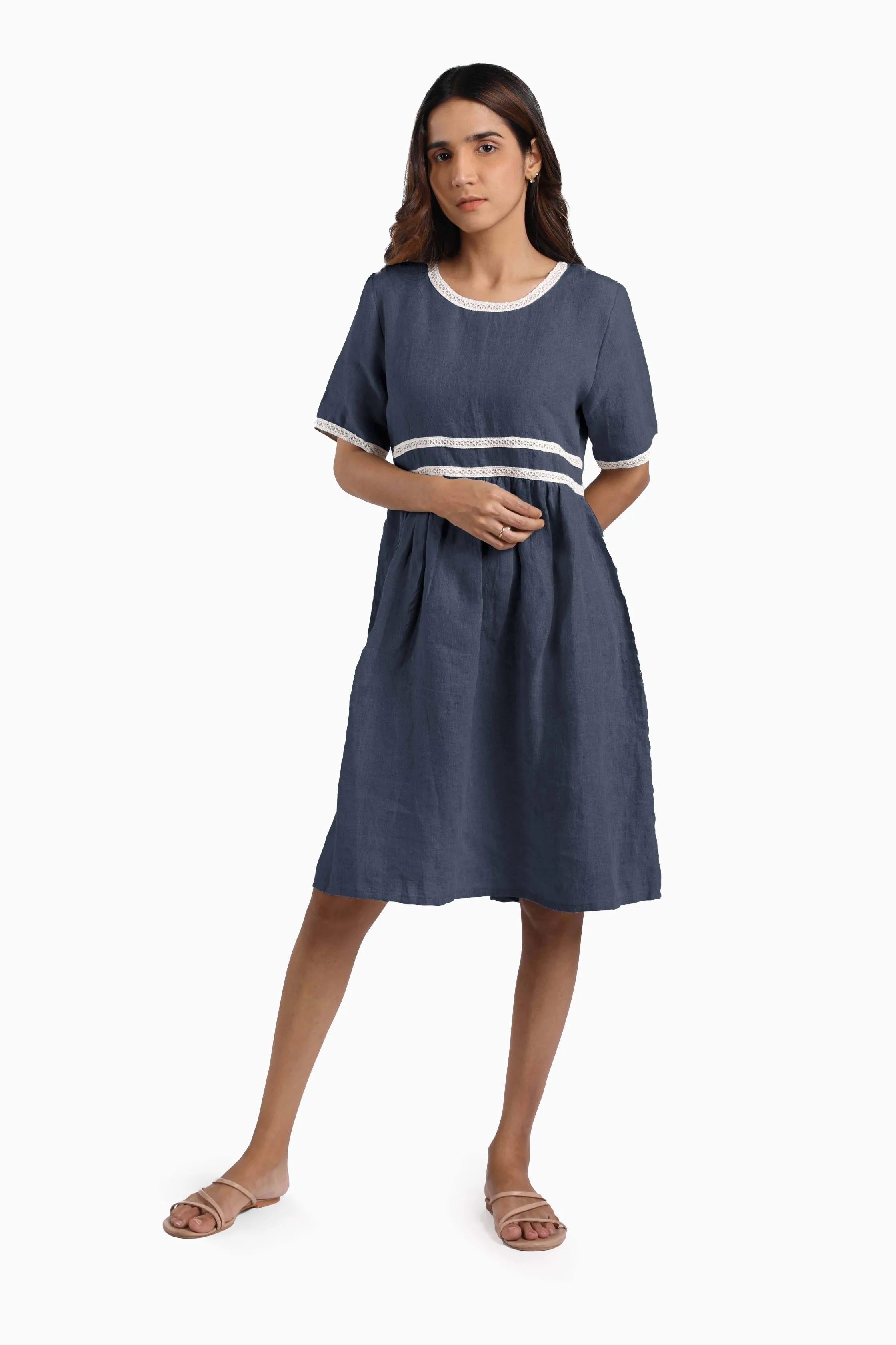 Linen Alchemy Midi Dress-Stormy Blue