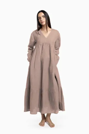 Linen Harbor Maxi Dress-Muted Mocha