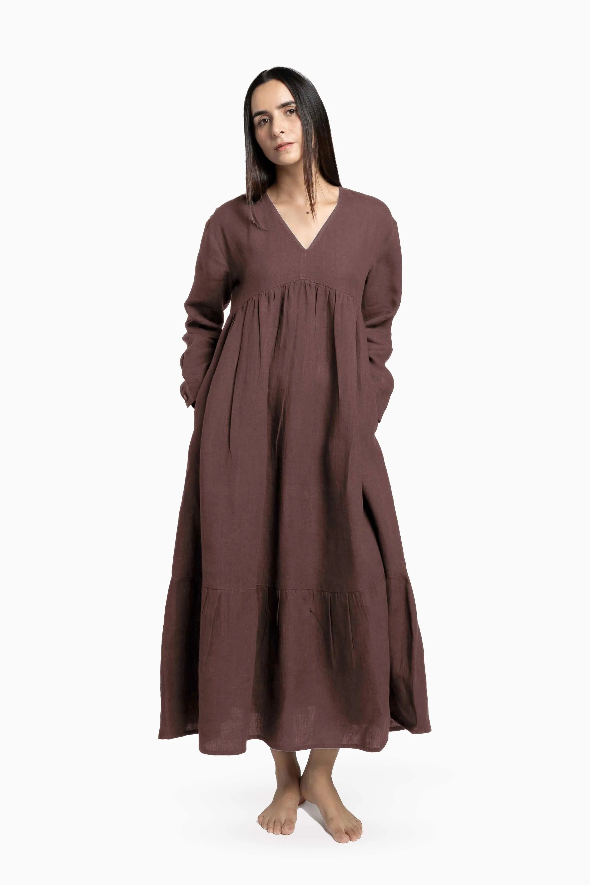 Linen Harbor Maxi Dress-Muted Mocha