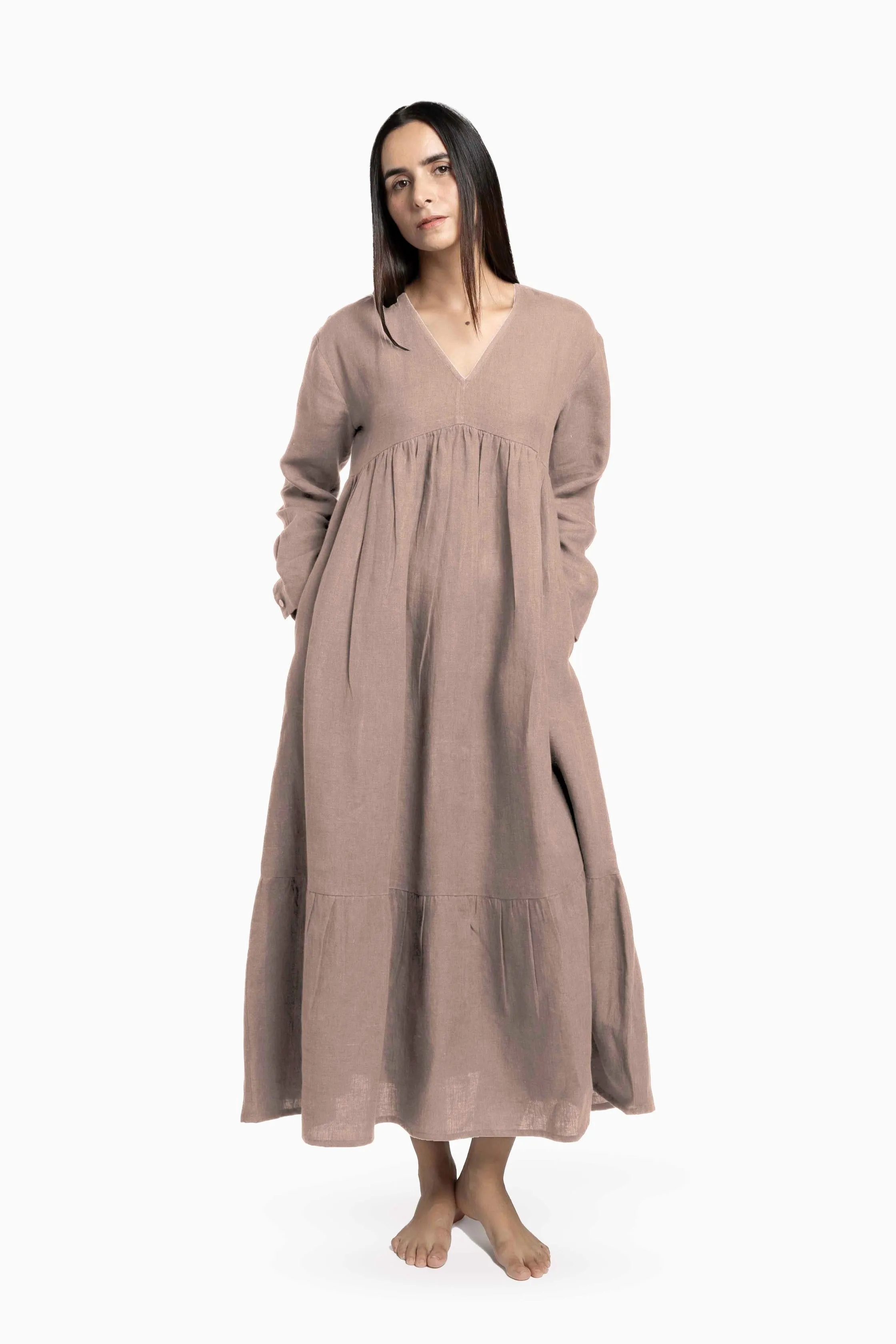 Linen Harbor Maxi Dress-Muted Mocha