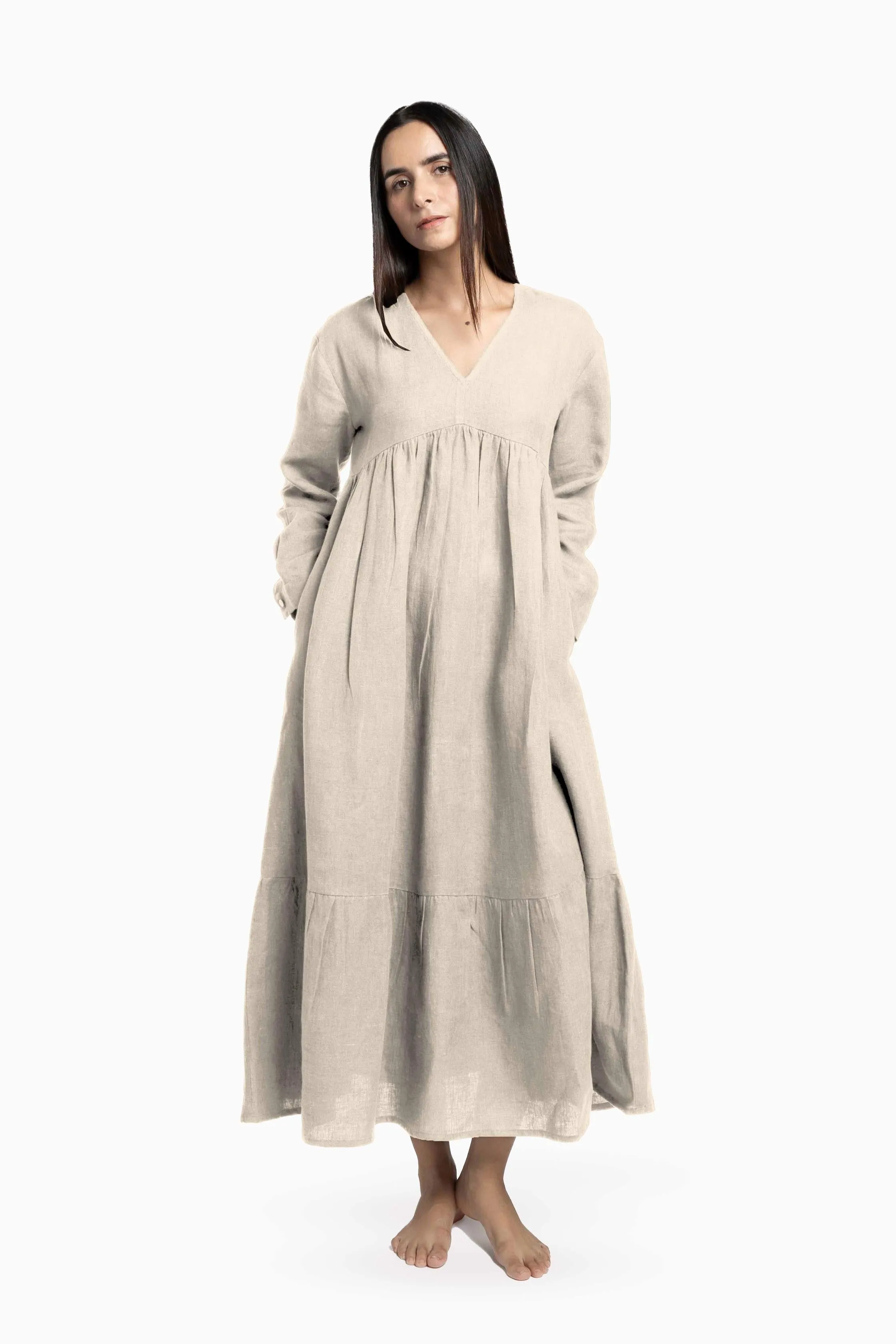 Linen Harbor Maxi Dress-Muted Mocha