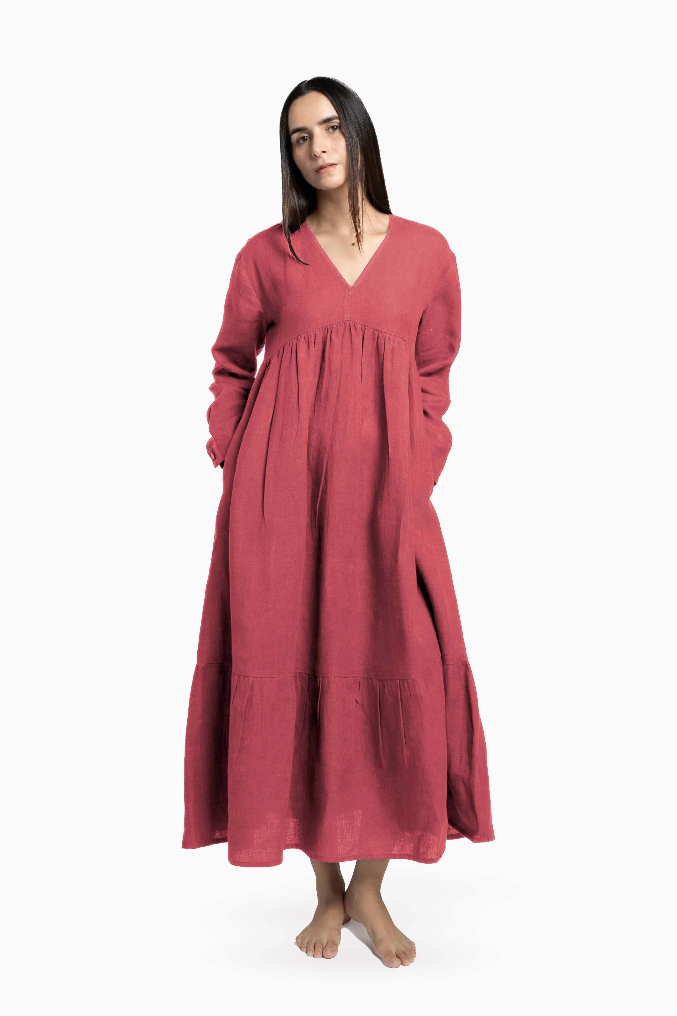 Linen Harbor Maxi Dress-Muted Mocha