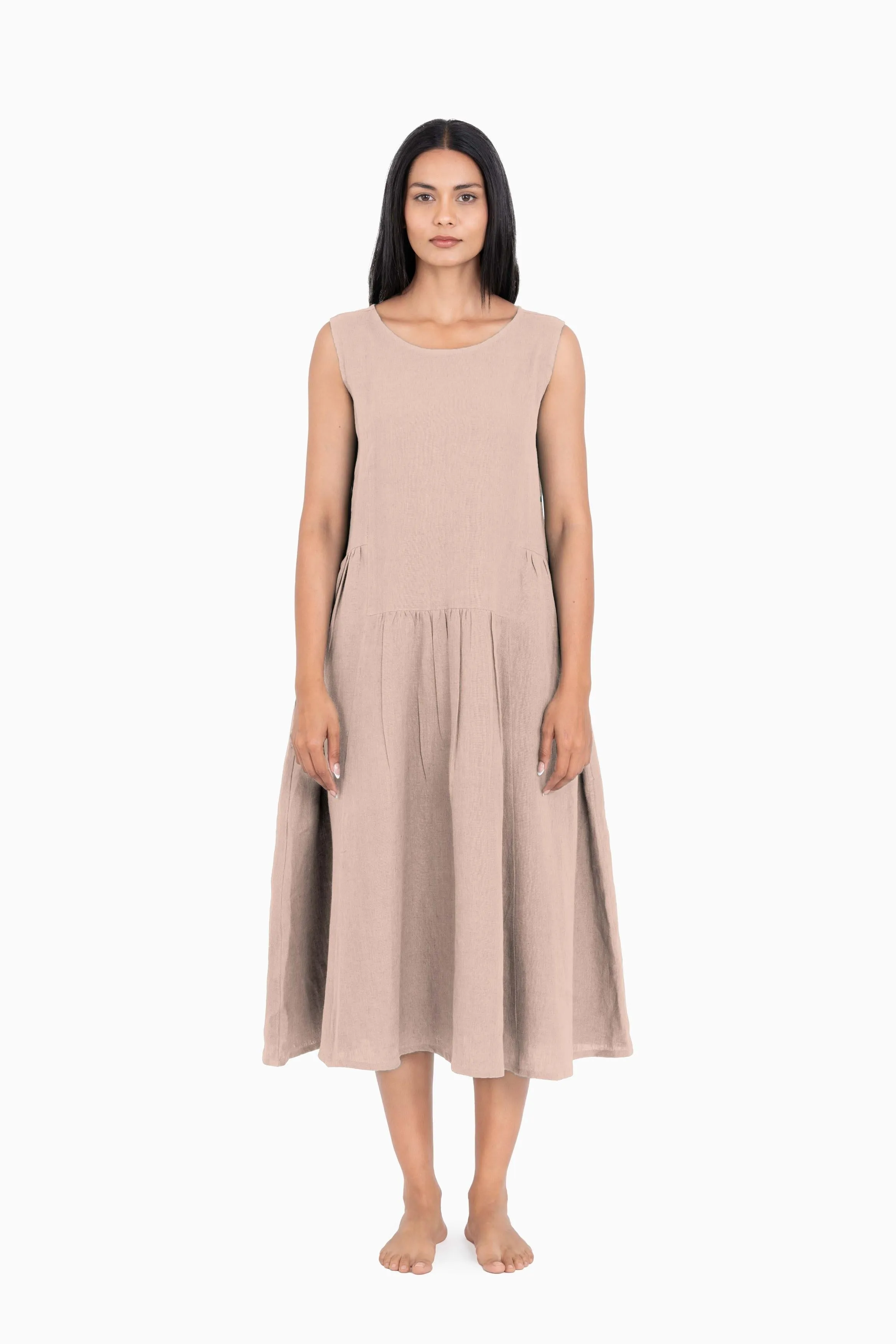 Linen Penelope Dress-Petal Pink