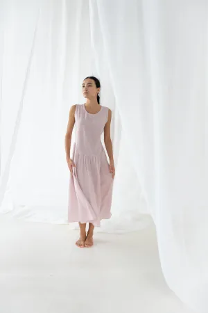 Linen Penelope Dress-Petal Pink