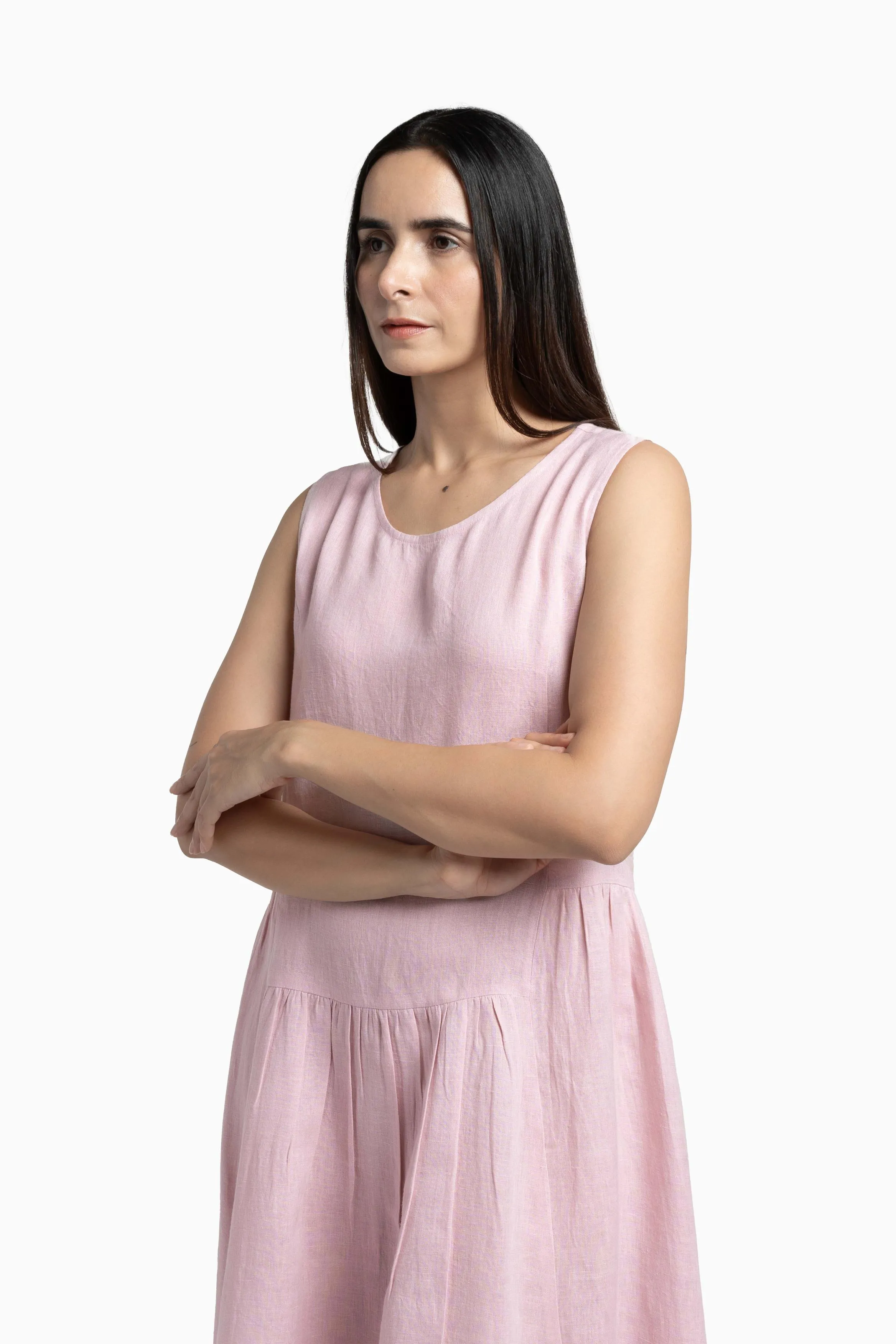 Linen Penelope Dress-Petal Pink