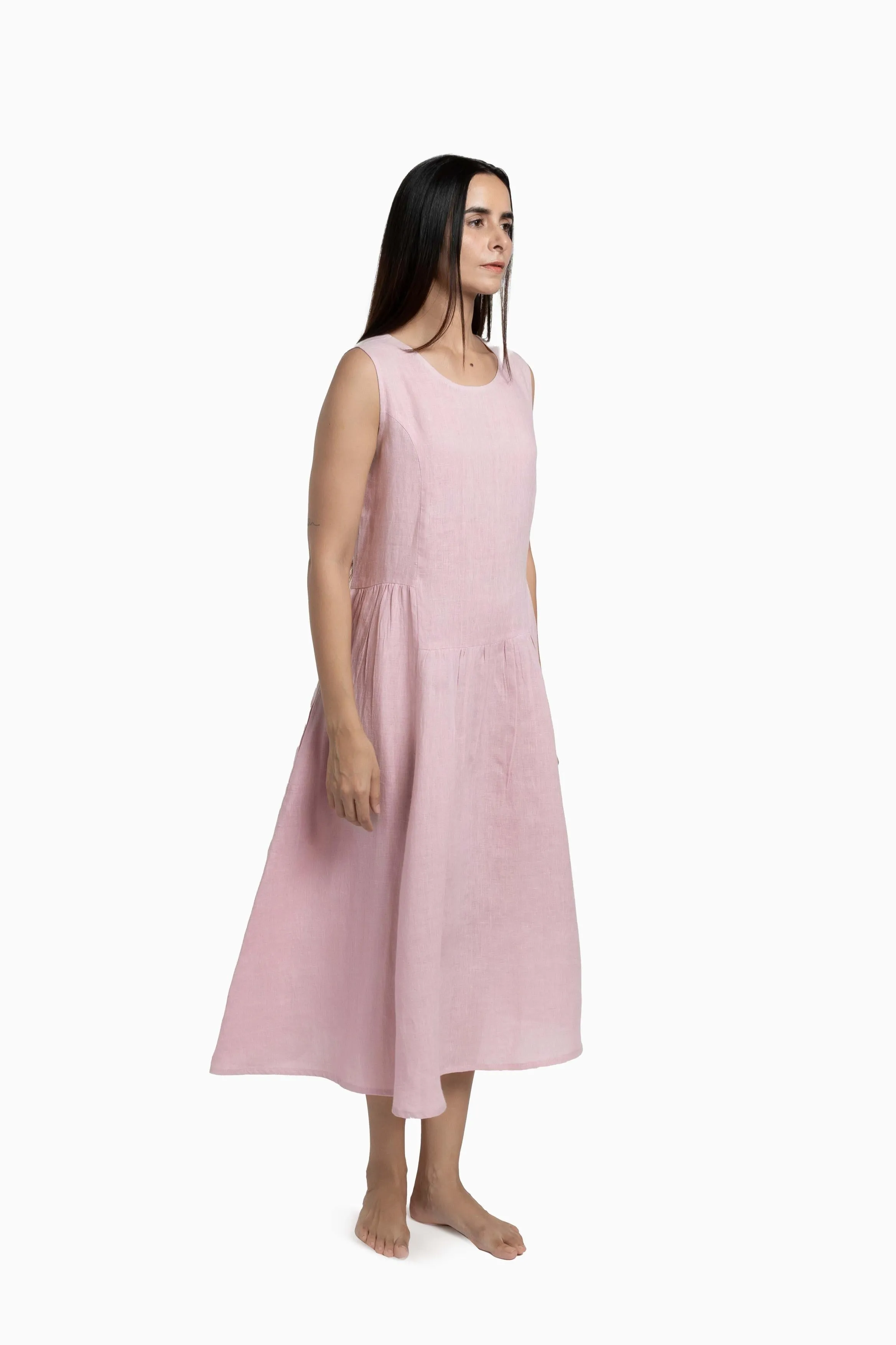 Linen Penelope Dress-Petal Pink