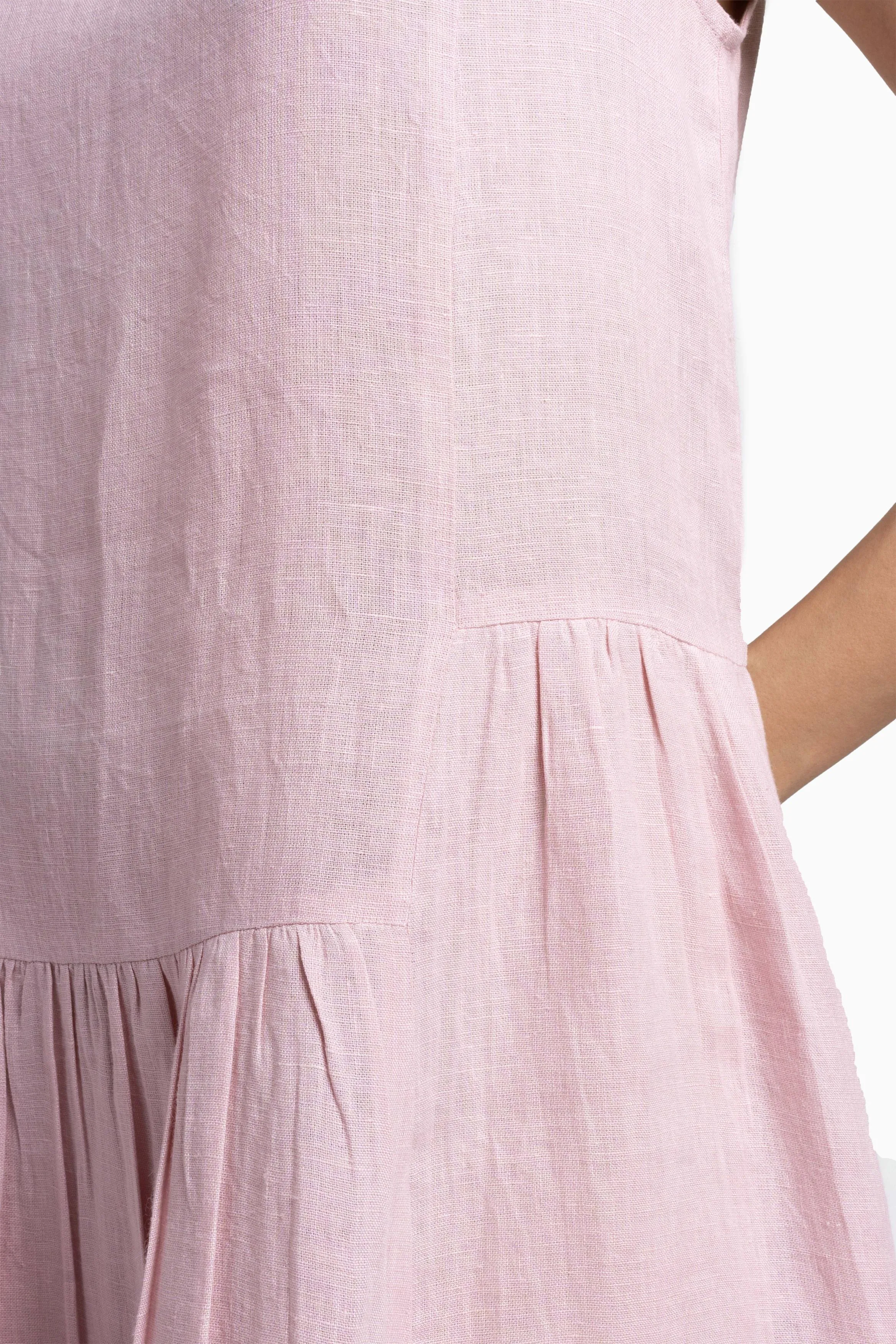 Linen Penelope Dress-Petal Pink
