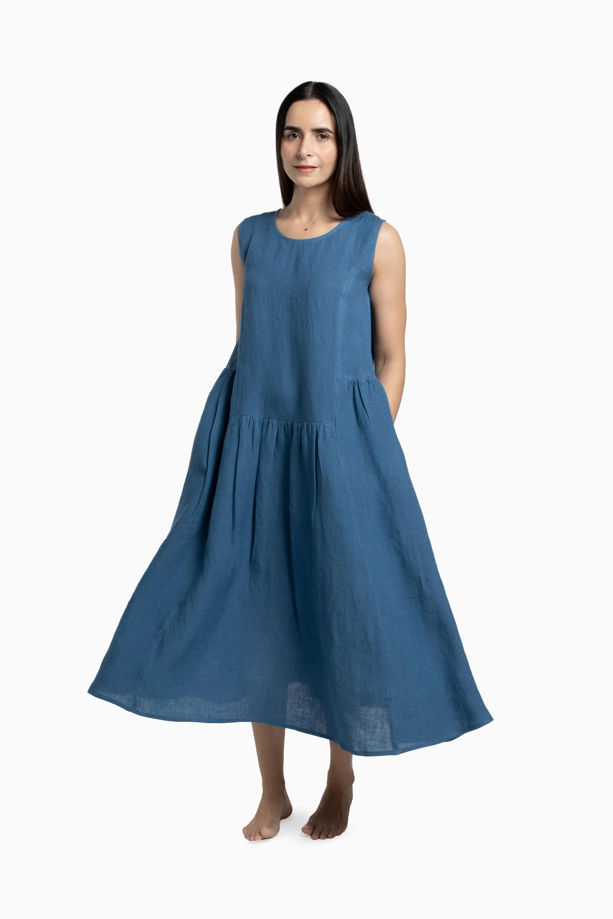 Linen Penelope Dress-Petal Pink