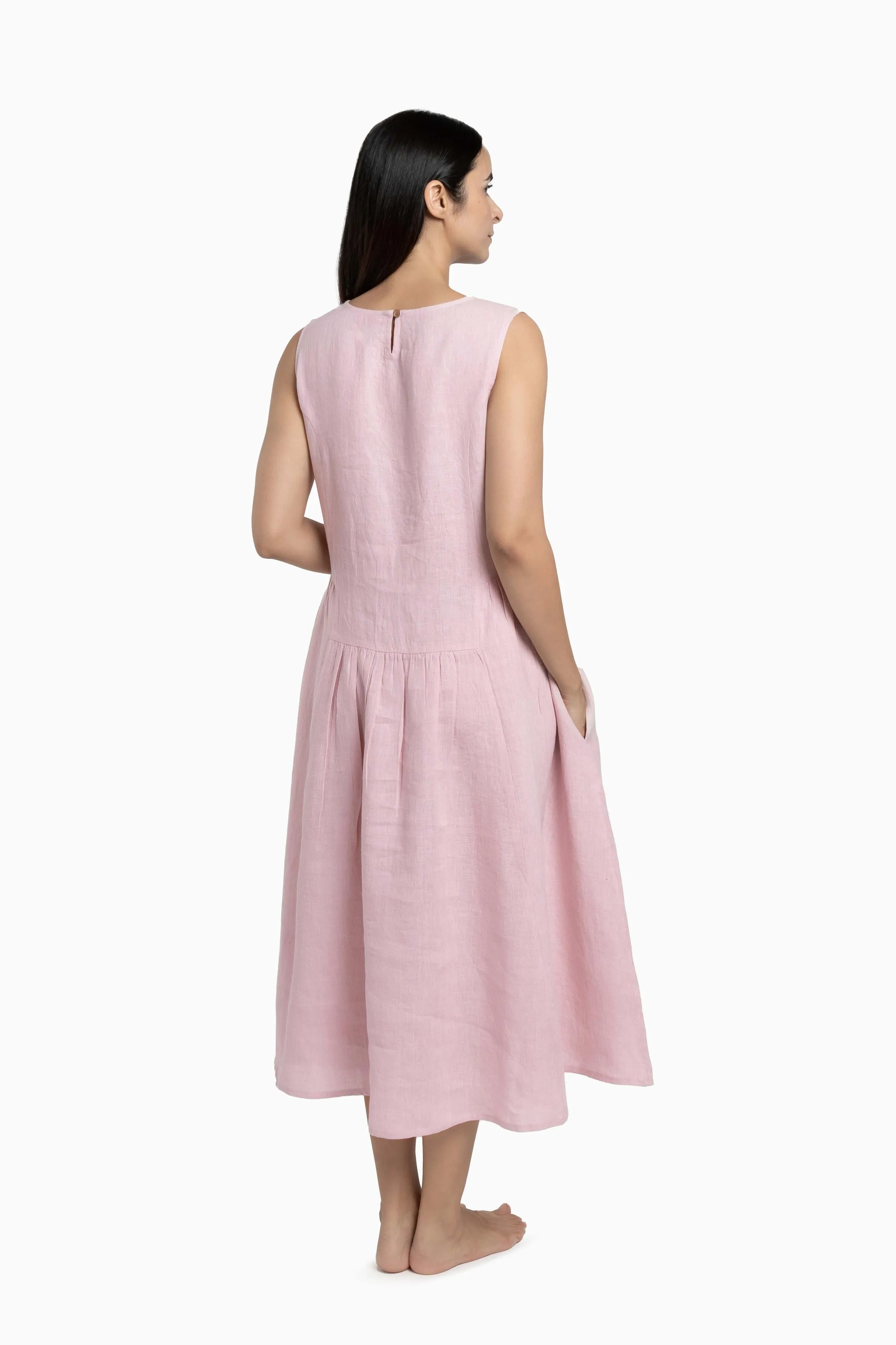 Linen Penelope Dress-Petal Pink