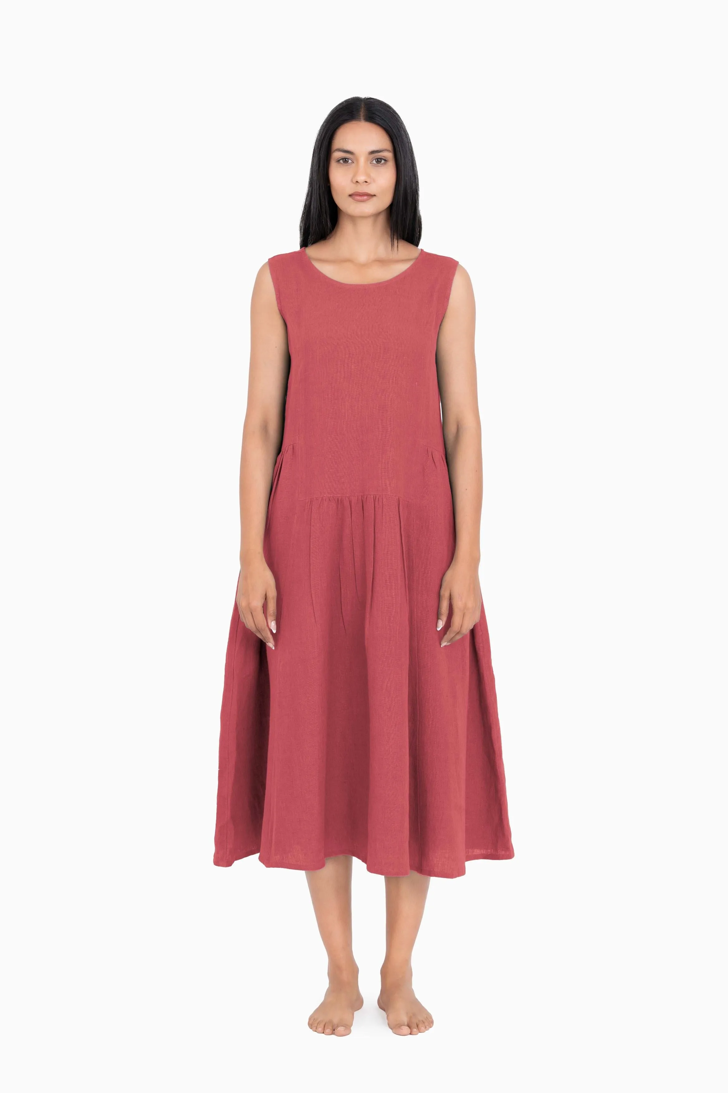 Linen Penelope Dress-Petal Pink