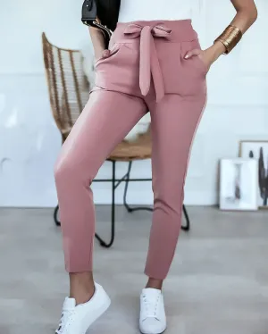Lisa | High-Waist Pants with Bow Detail | Elegant and Practical | Stretch Fabric