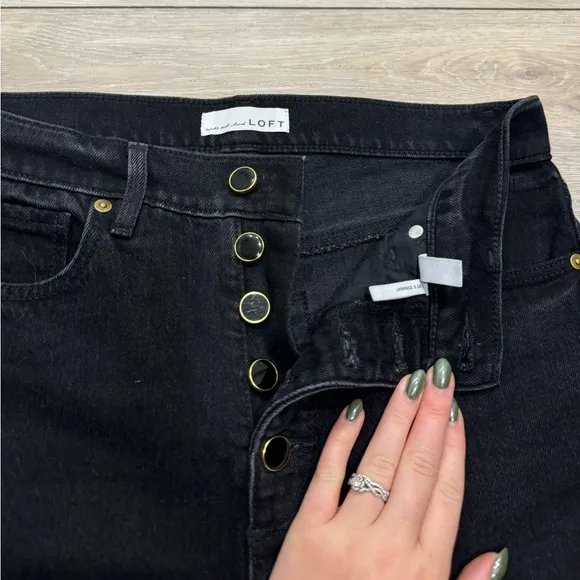 Loft Button Front 90s Straight Jeans in Black size 27 like new