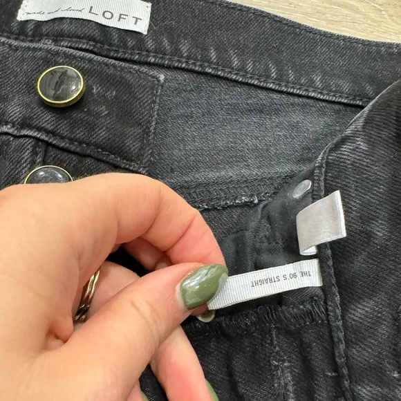Loft Button Front 90s Straight Jeans in Black size 27 like new