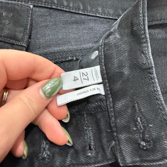 Loft Button Front 90s Straight Jeans in Black size 27 like new