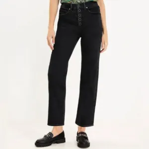 Loft Button Front 90s Straight Jeans in Black size 27 like new