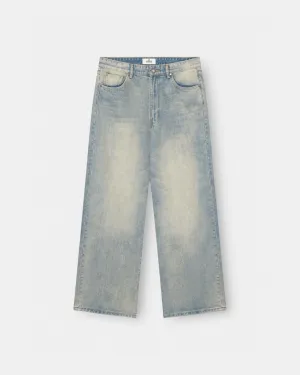 Loose Fit Denim Jeans Light Blue Vintage Wash