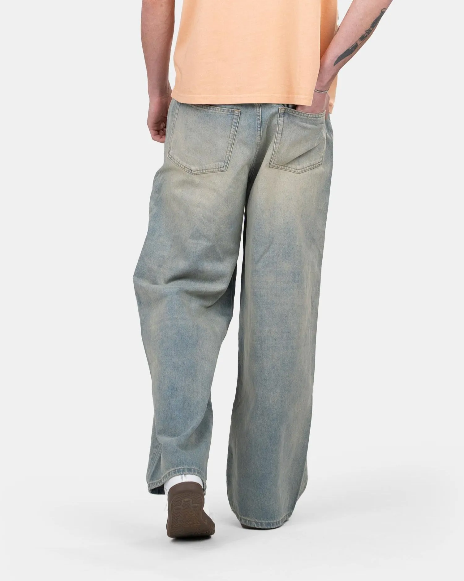 Loose Fit Denim Jeans Light Blue Vintage Wash