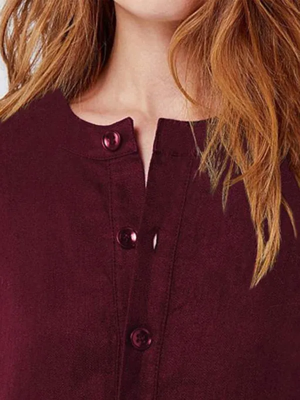 Loose Fit V-Neck Medium Length Dress with Pockets