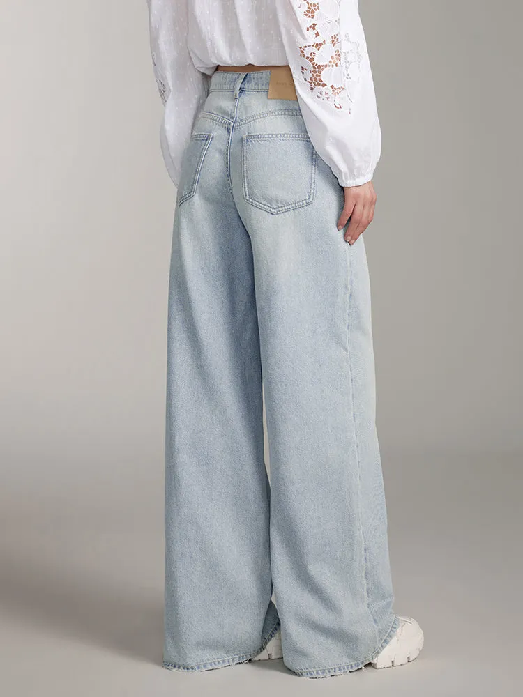 Loose Fit Wide-Leg Jeans With Acetate