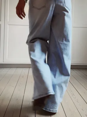 LOOSE JEANS MID WAIST STRAIGHT LEGS - LIGHT BLUE WASHED