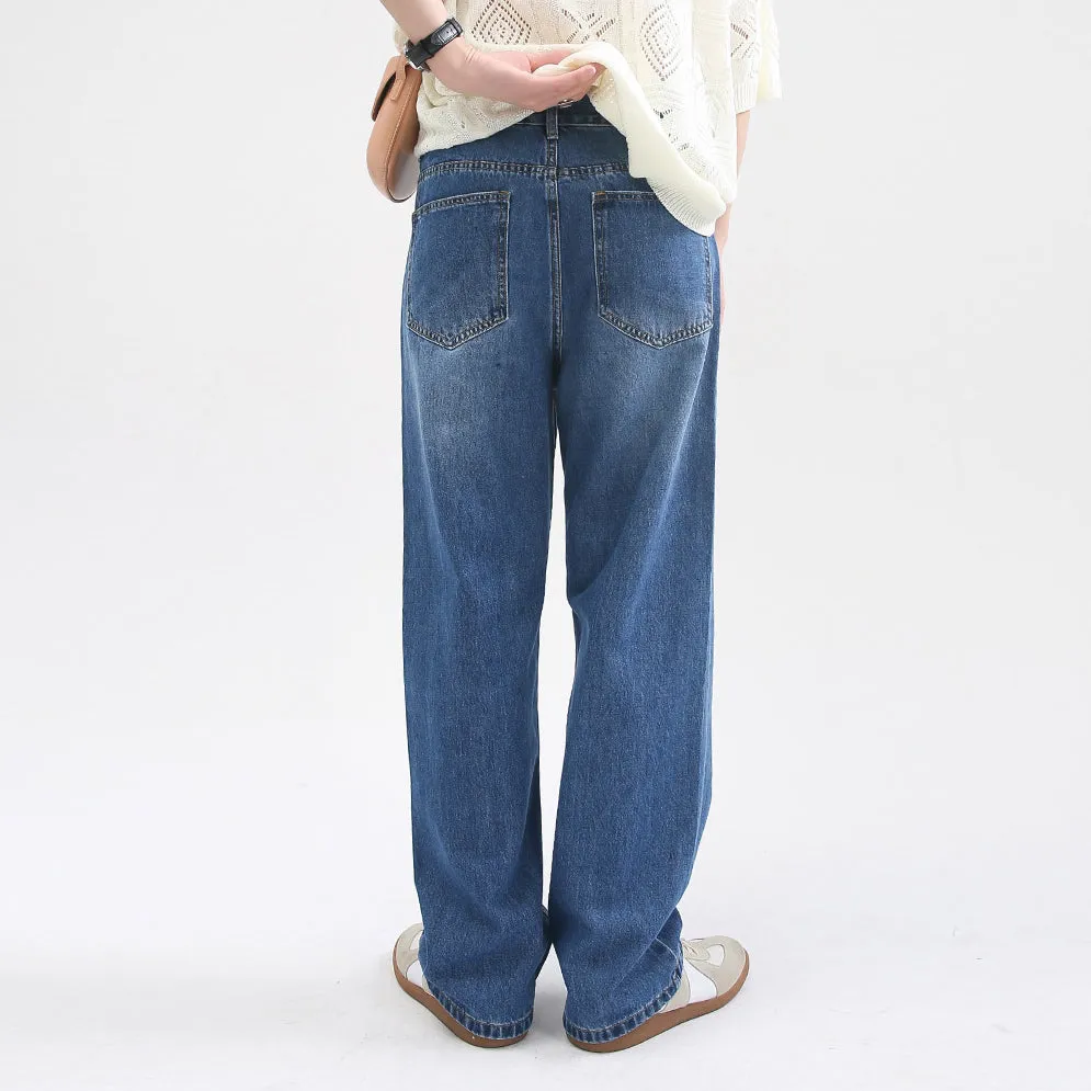 Loose straight-leg paneled engineered jeans