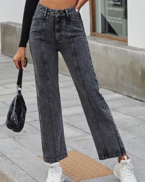 Losing Way Dark Wash High Waist Button Jeans