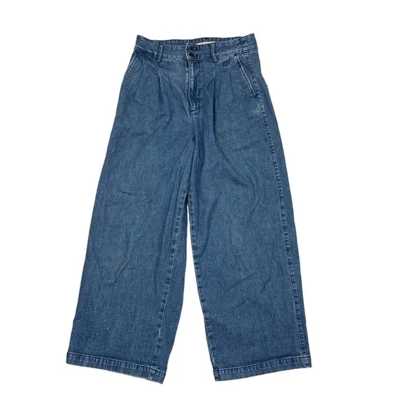 MADEWELL Pleated Wide-Leg Jeans 0