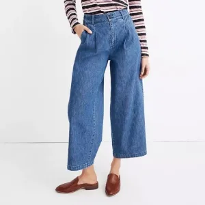 MADEWELL Pleated Wide-Leg Jeans 0