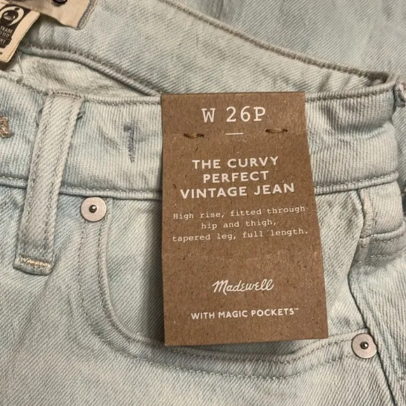 Madewell The Petite Curvy Perfect Vintage Jean Chestnut Wash women Size 26P NWT