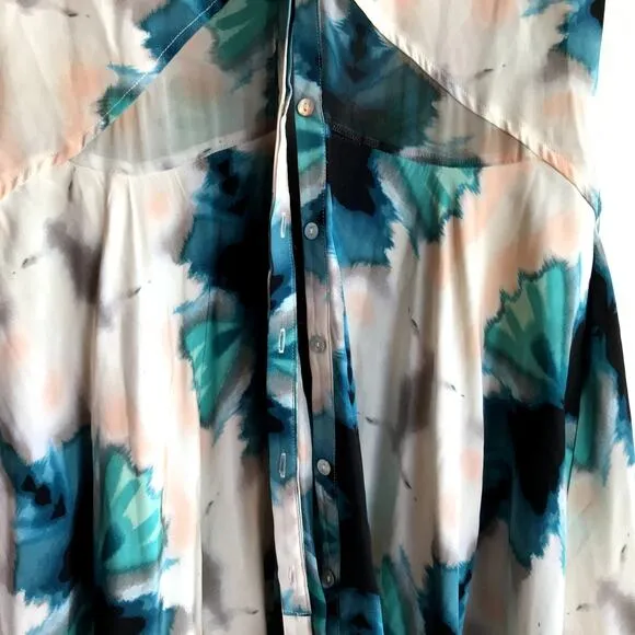 Madison Marcus Silk  Tie Dye Pattern Mini Dress with Semi Sheer Panels size M