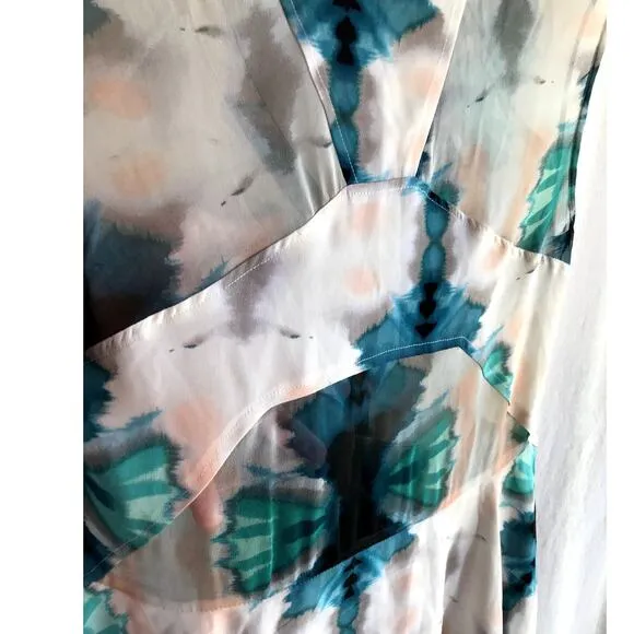 Madison Marcus Silk  Tie Dye Pattern Mini Dress with Semi Sheer Panels size M