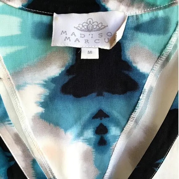 Madison Marcus Silk  Tie Dye Pattern Mini Dress with Semi Sheer Panels size M