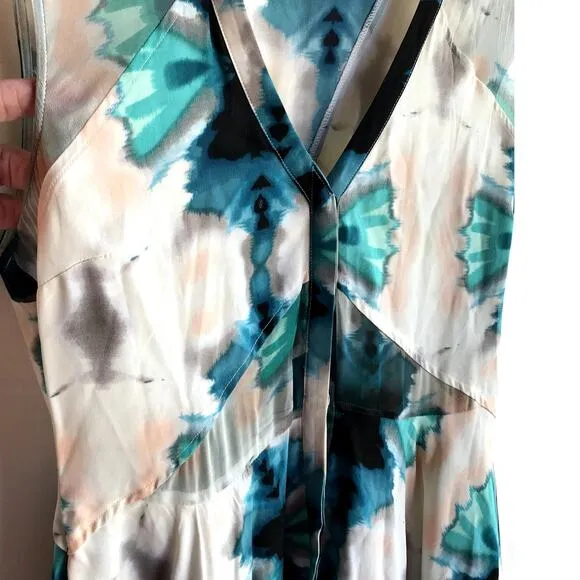 Madison Marcus Silk  Tie Dye Pattern Mini Dress with Semi Sheer Panels size M