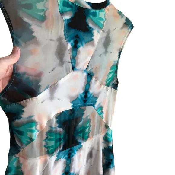 Madison Marcus Silk  Tie Dye Pattern Mini Dress with Semi Sheer Panels size M