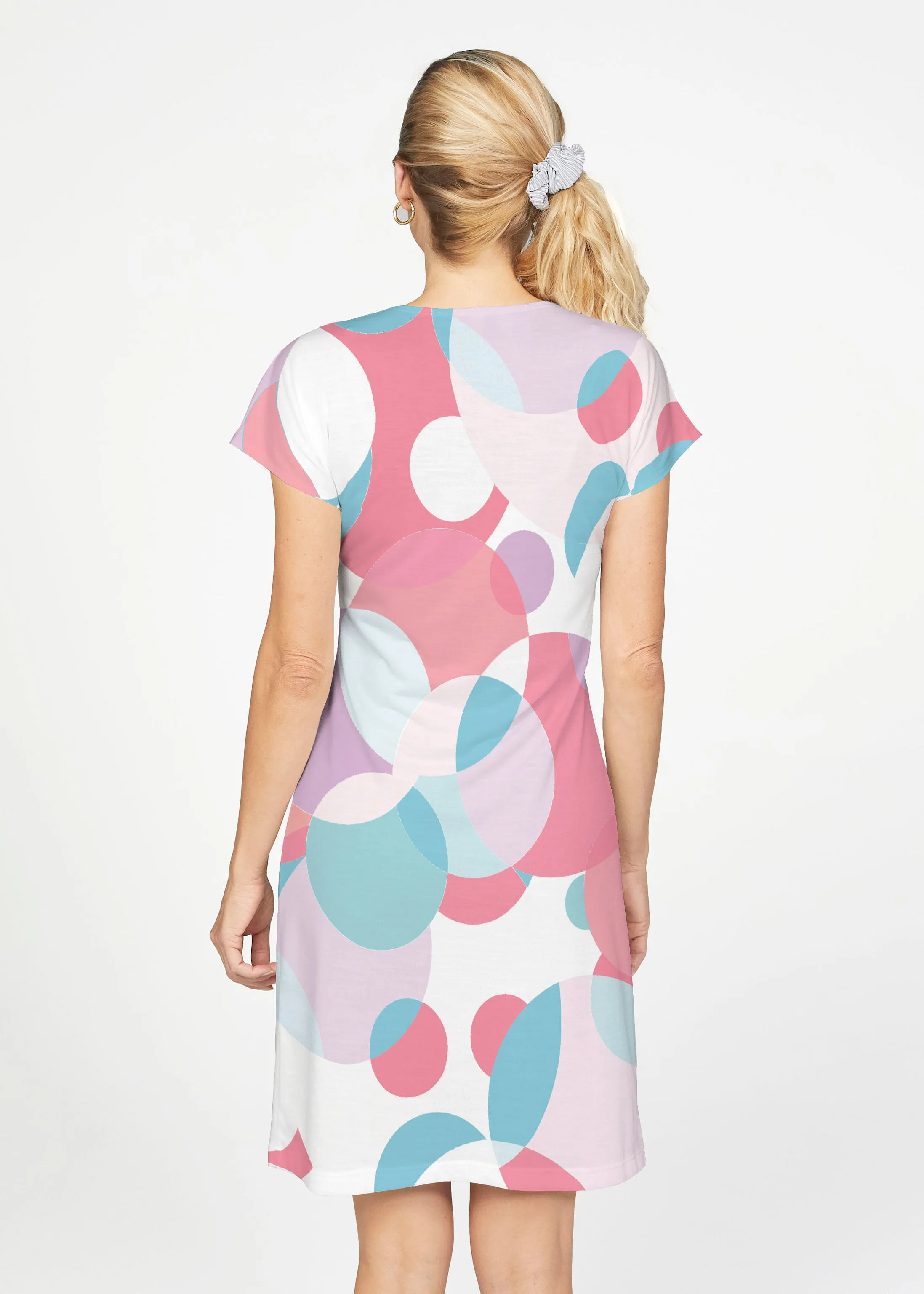 Marble Chevron Pastel (25111) ~ French Terry Short Sleeve Crew Dress