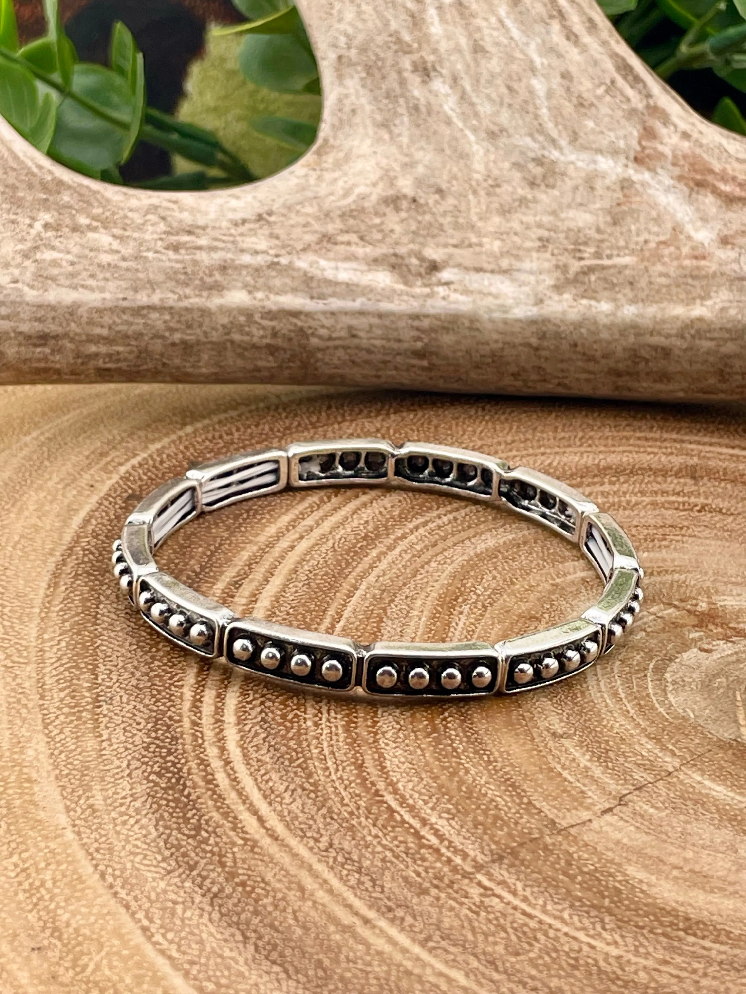 Margo Petite Studded Stretch Bracelet - Silver