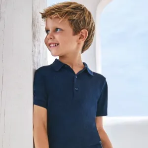 Mayoral Navy Fine Knit Short Sleeved Shirt