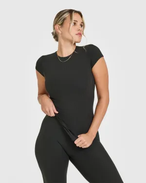 Mellow Rib T-Shirt | Soft Black