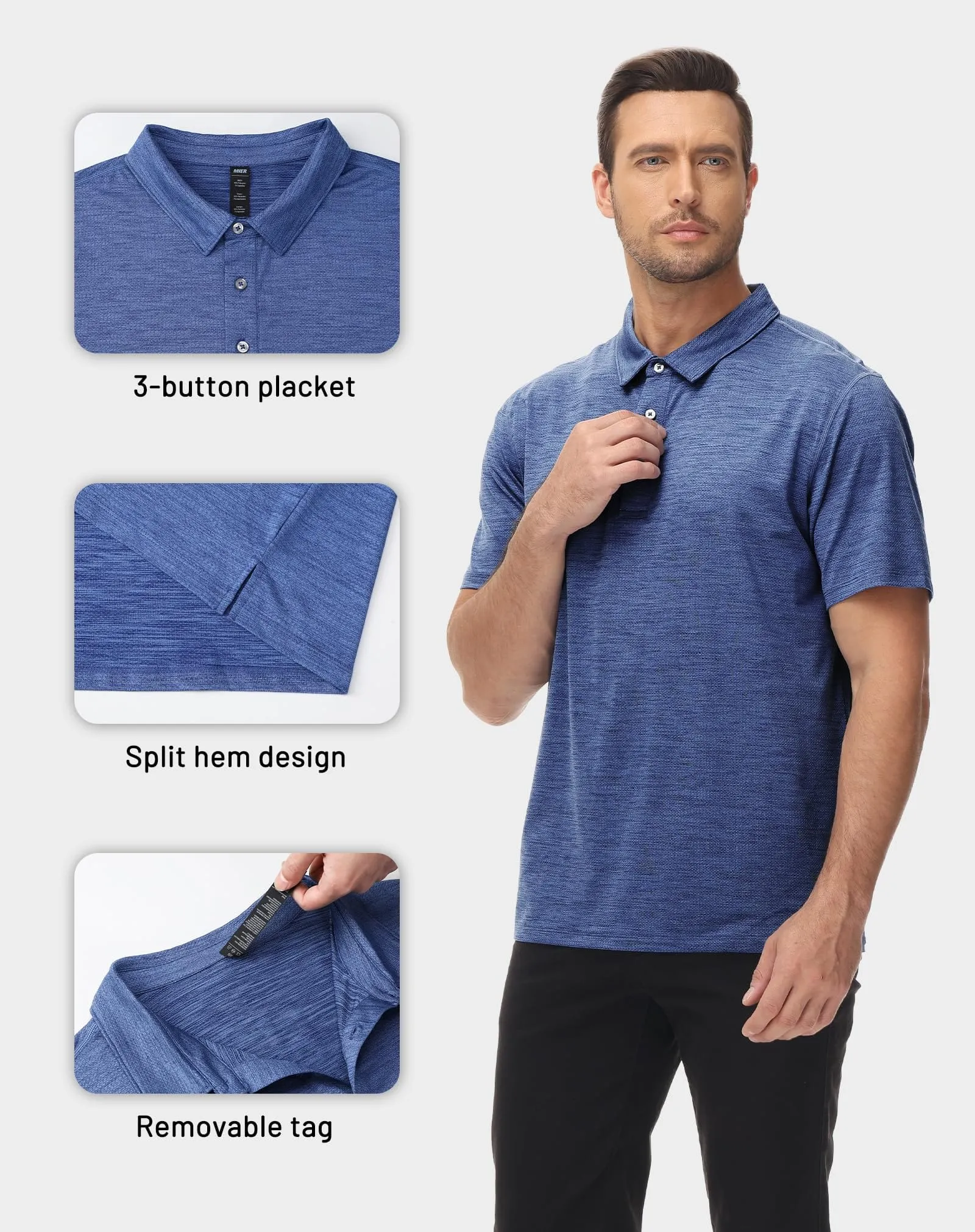 Men's Golf Dry Fit Polo Shirts Athletic Collared Shirt