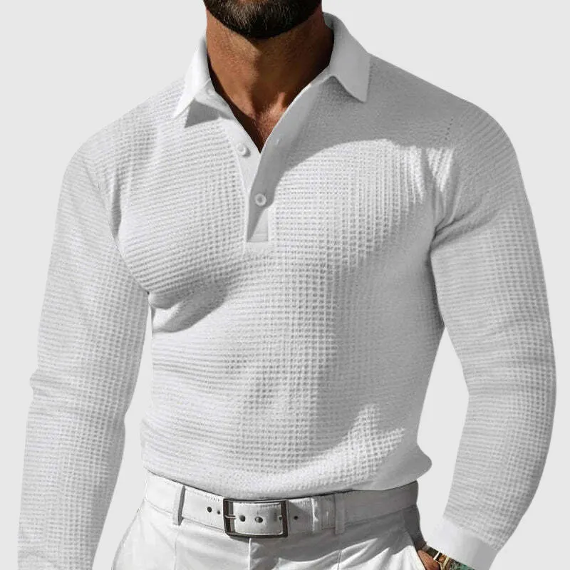 Men's Slim Fit Waffle Sweater Polo Shirt – Thomas